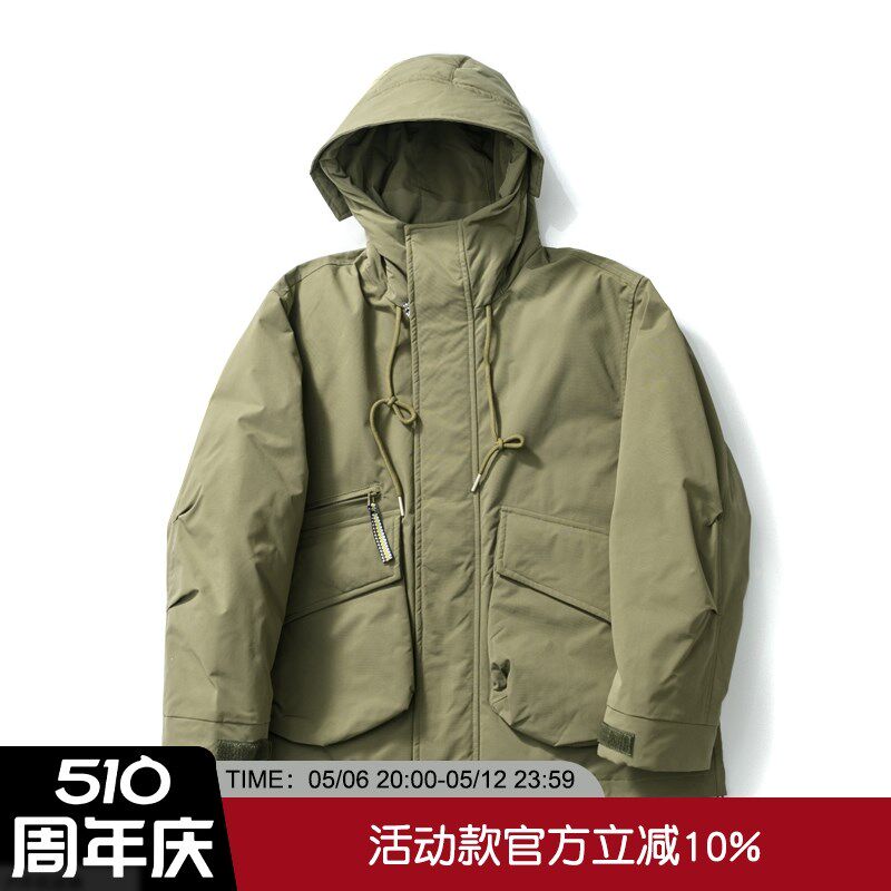 帅气工装!机能大口袋秋冬高端男女情侣款阔版宽松连帽休闲羽绒服
