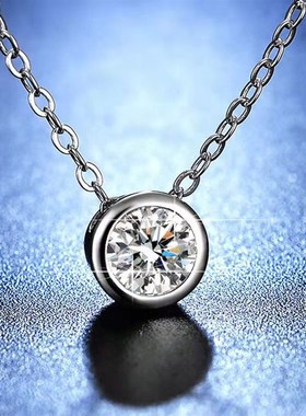 简约小众设计泡泡圆圈镶嵌2克拉莫桑钻项链女锁骨链生日礼物