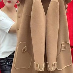 秋冬妈妈c装女中长款羊绒双面呢洋气外套春秋毛呢针织宽松开衫大