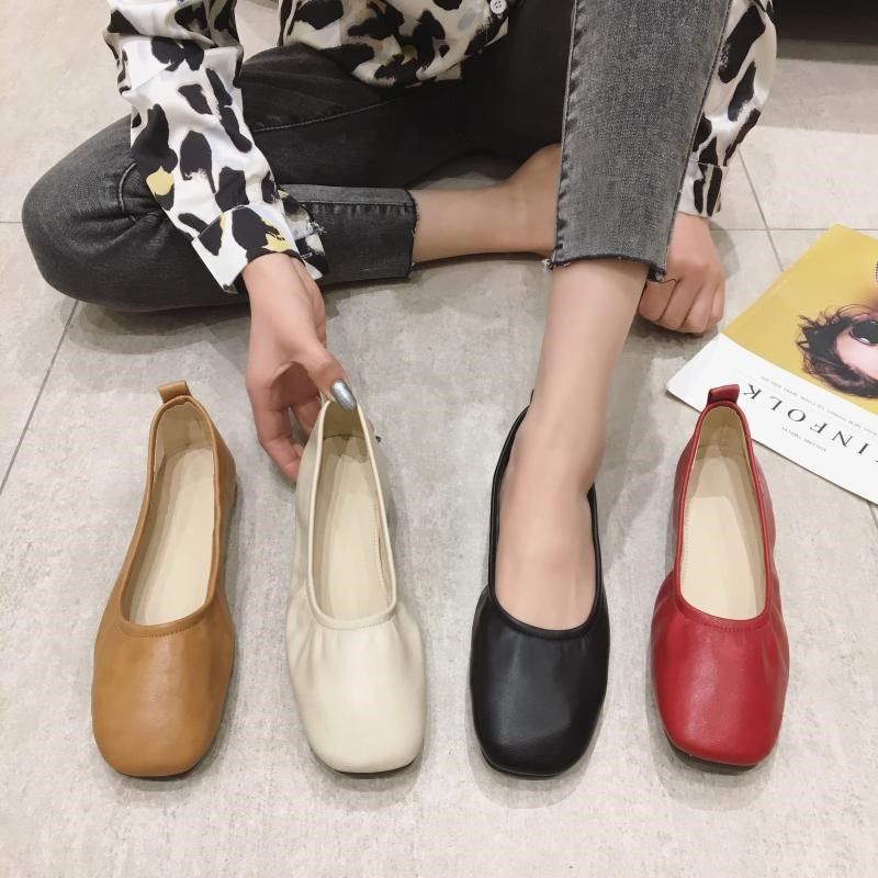 豆豆鞋女奶奶鞋2025春秋新款软皮一脚蹬平底鞋晚晚风温柔仙女单鞋,女鞋,浅口单鞋,淘宝优惠券,粉丝福利购,淘宝优惠卷