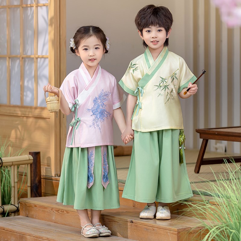 儿童汉服夏季薄款男女童国学服古装小学生六一中国风诗朗诵表演服
