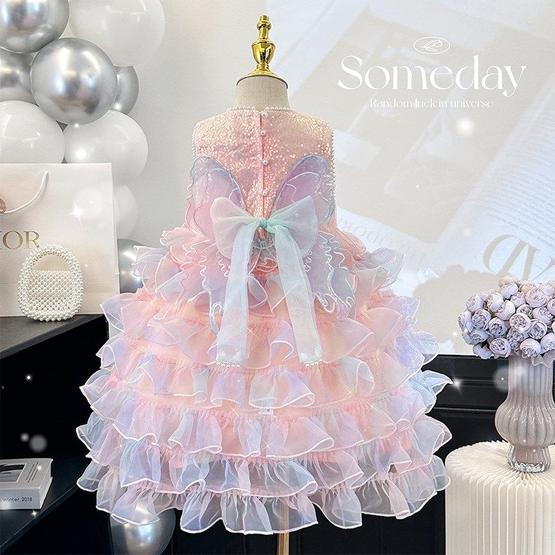 女童蛋糕裙夏季2024新款礼服儿童亮片背心翅膀连衣裙小女孩公主裙,童装/婴儿装/亲子装,连衣裙,淘宝优惠券,粉丝福利购,淘宝优惠卷