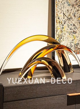 粤萱简约现代五彩琉璃摆件售楼处样板间展厅酒店大堂餐厅家居软装