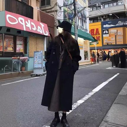 黑色双面羊绒大衣女2024w新款冬季高级感赫本风小个子加厚毛呢