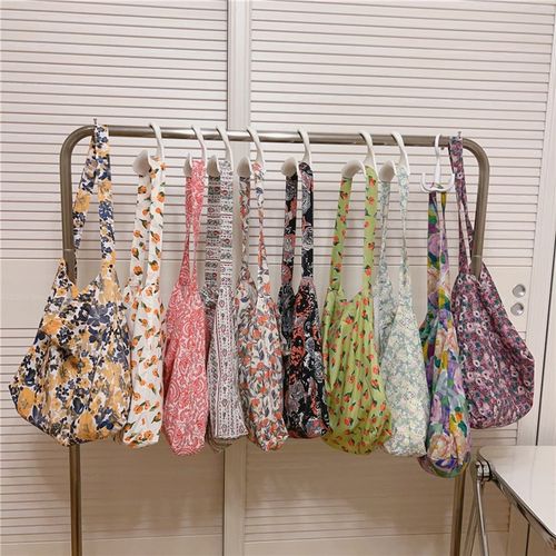 复古文艺印花肩帆布包女韩版y清新碎花慵懒随性薄软大容量棉布袋