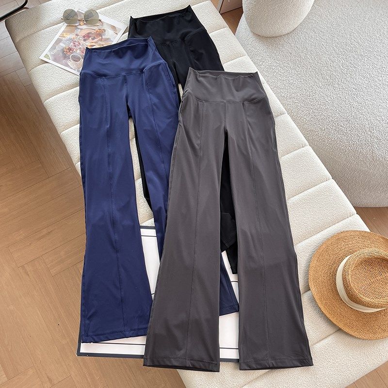 速干透气收腹高腰弹力修身微喇叭裤普拉提运动裤健V身瑜伽裤长裤