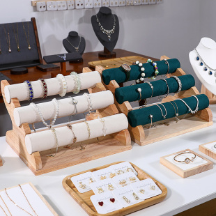 木质三层手镯展示架饰品手表手链收纳架珠宝柜台手串首饰陈列道具