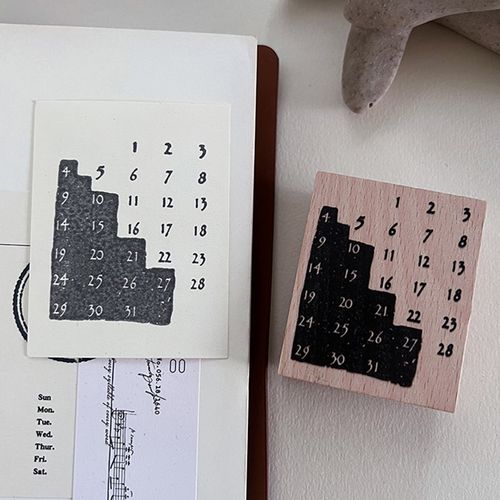 复古时间手帐印章时间管理打卡手作印章K木质文艺日历月份数字印