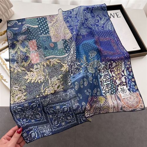 新款文艺复古纯棉小方巾女春秋百搭法式领巾丝巾棉质Y卷边装饰头