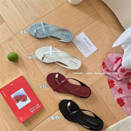 法式气质交d叉带夹趾凉拖鞋女夏外穿低跟仙女风套趾低跟配裙子凉