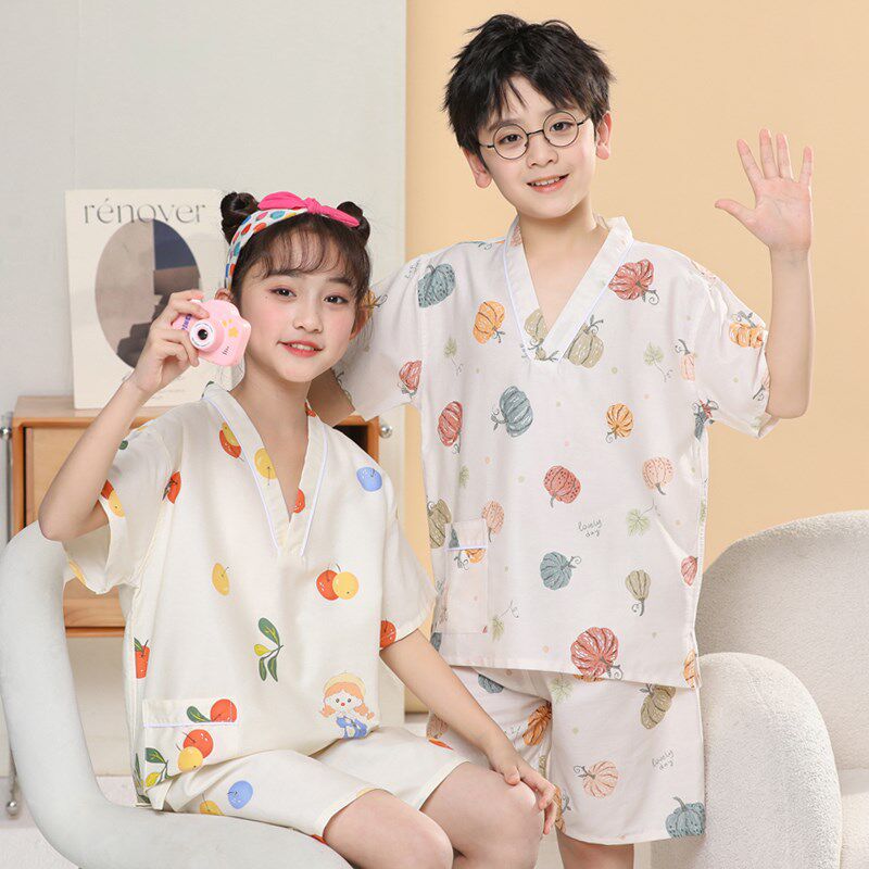 儿童汗蒸服纯棉浴服高档女孩可爱洋气男童2岁宝宝大小.童温泉睡衣图片