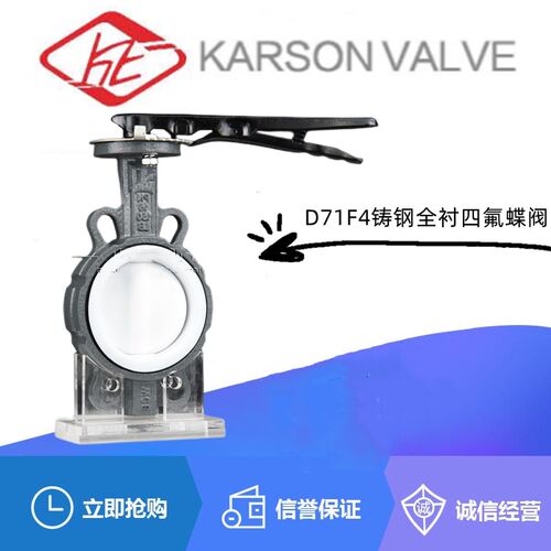 铸钢全衬四氟手柄对夹蝶阀D71F4-10/16C耐酸碱腐蚀高温阀DN40-200
