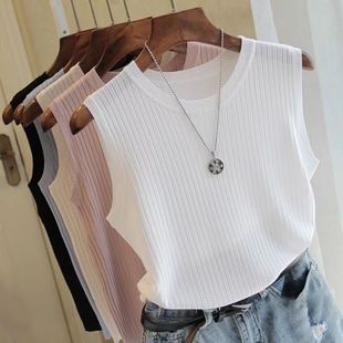 外穿打底内搭无袖 薄款 上衣 300e斤冰丝针织吊带背心男女夏季 特大码