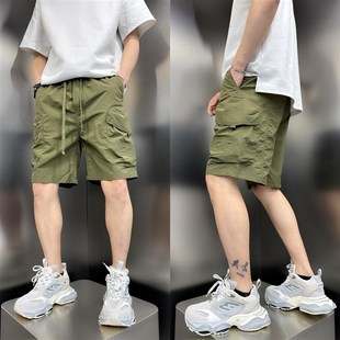 新款 男士 速干短裤 高街纯色五分裤 潮S流直筒凉感沙滩 美式 2025夏季