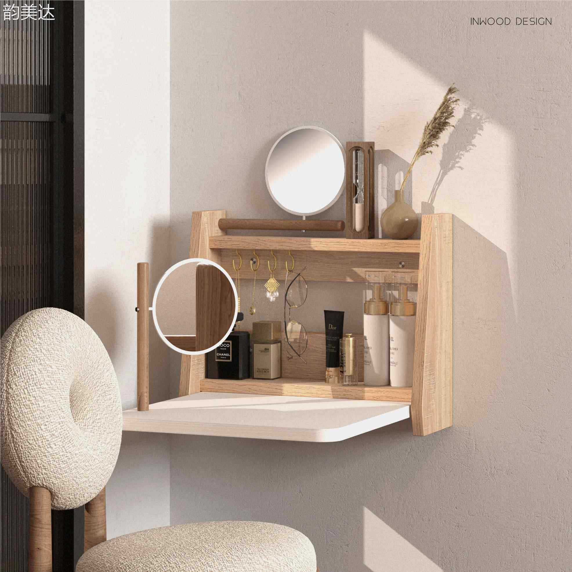 梳妆台小尺寸折叠桌挂墙式书桌隐形收纳多功能化妆桌小户型床头柜,3C数码配件,直播专用支架,淘宝优惠券,粉丝福利购,淘宝优惠卷