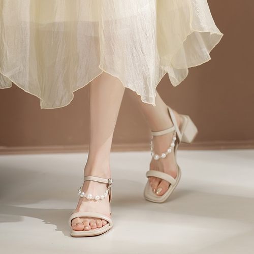 凉鞋女2025年新款夏季百搭不累脚时装法式仙女配裙子X一字带高跟