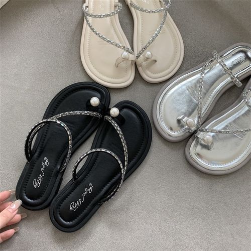 法式配裙子拖鞋鸽子n蛋小凉拖绝美海边凉鞋仙女外穿秋冬季银色女