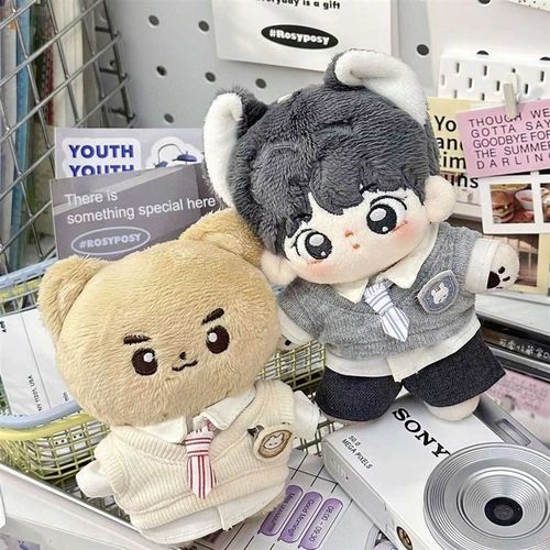 现货10cm厘g米棉花娃娃衣服校园针织毛线马甲衬衫裤子套装娃衣校