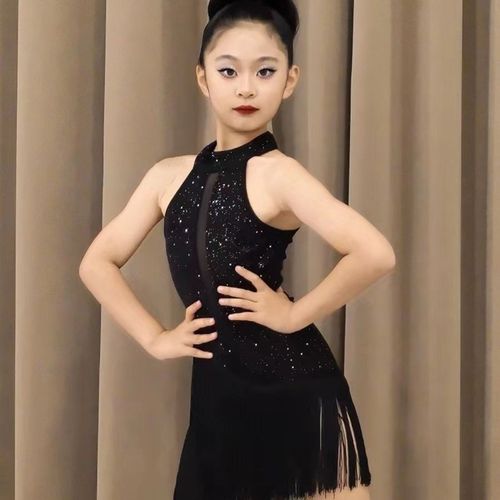 2024新款夏季女童拉丁舞服专业练功服高级感流苏裙套Y装集训演出