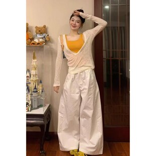 防晒罩衫 多巴胺穿搭一整套薄款 橘色吊带背心两件套 泰式 2025b夏季