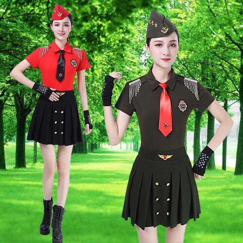 水兵舞服装新款套k装女士高端纯棉跳舞衣服广场舞蹈演出服半身裙
