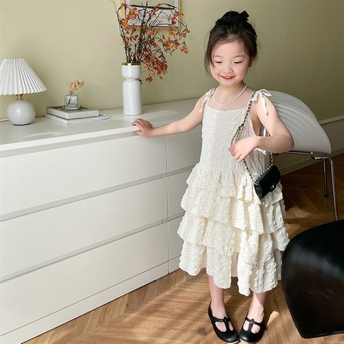 女童吊带连衣裙2025夏季新款儿童度休闲M假风清凉仙女蛋糕连衣裙