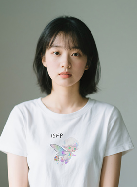 WPRA设计师mbti潮玩T恤手绘精灵ISFP男女学生情侣220g重磅短袖