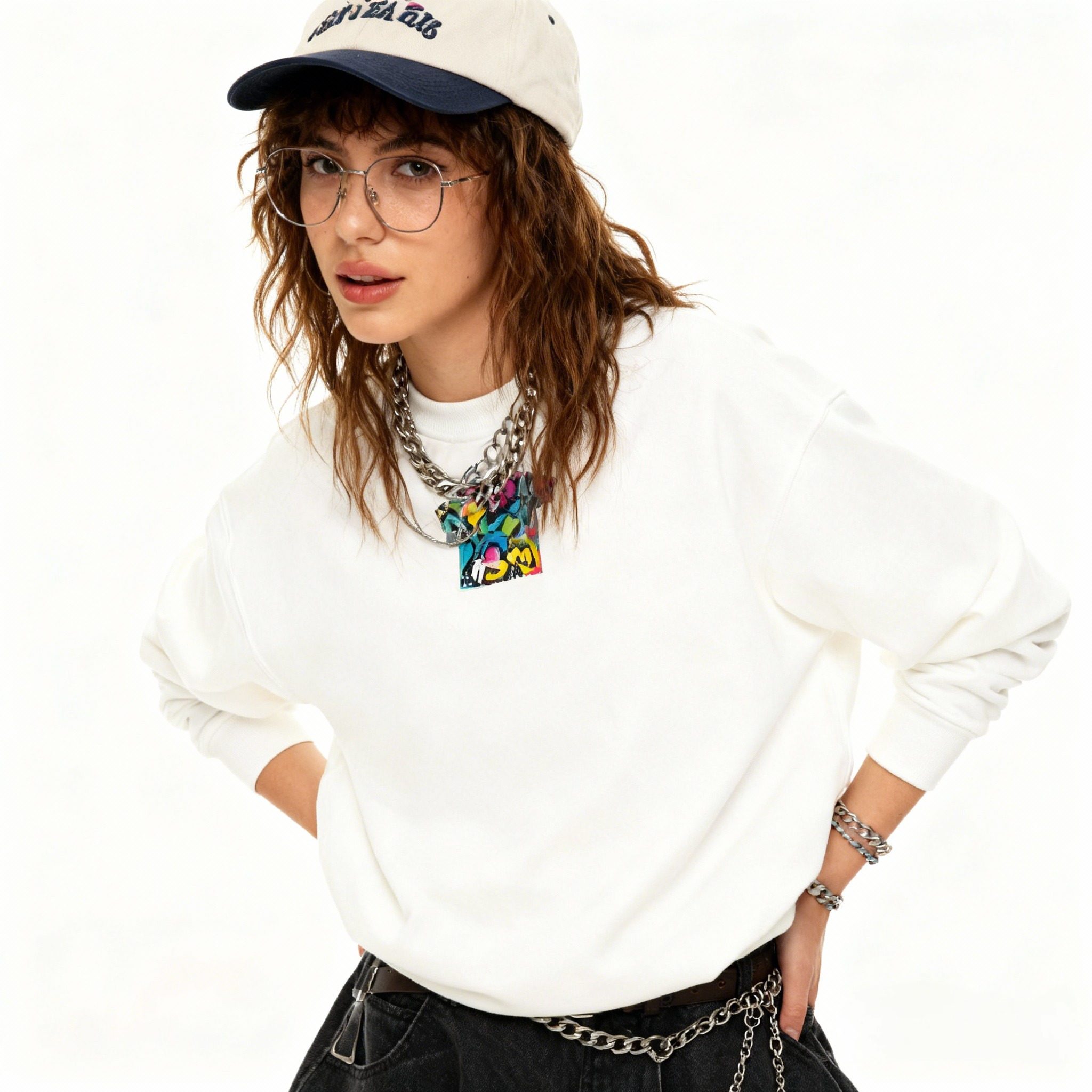 潮牌WPRA彩色印花卫衣宽松圆领日常穿搭男女学生情侣套头百搭上衣,男装,卫衣,淘宝优惠券,粉丝福利购,淘宝优惠卷