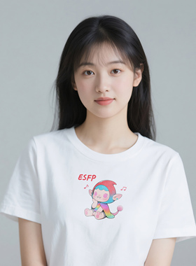 WPRA原创mbti潮玩T恤手绘精灵ESFP男女学生情侣休闲时尚重磅短袖
