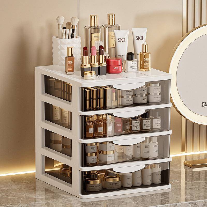 桌面收纳盒家用抽屉式大容量文具多层化妆品置物架透明杂物整理盒