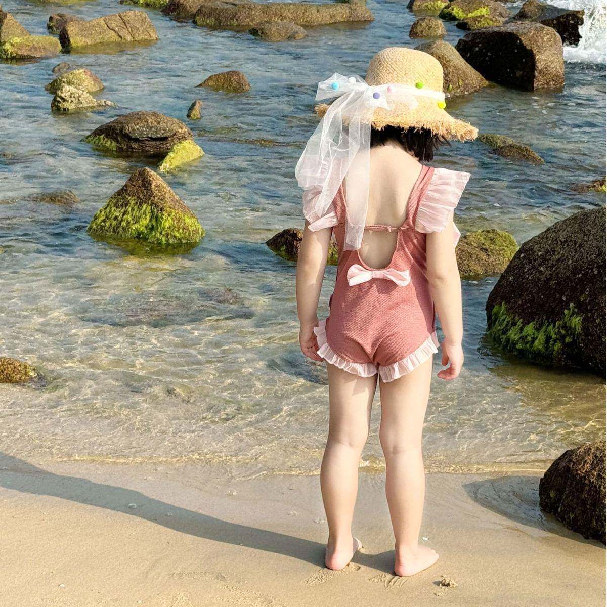 女童泳衣连体新款洋气可爱速干女宝宝公主儿童夏装亲子连体泳