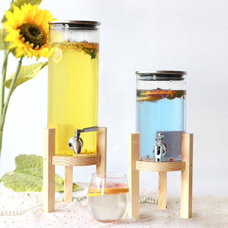 耐热玻璃果汁罐木架子带龙头冷水壶5斤不锈钢酒瓶酒店自助饮料桶,厨房/烹饪用具,密封罐,淘宝优惠券,粉丝福利购,淘宝优惠卷