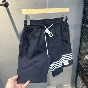 休闲N松紧腰五分裤 四道杠夏季 时尚 子男2025新款 速干沙滩 轻薄短裤