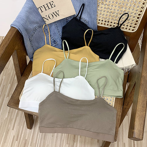 夏季固定杯一g体式吊带少女内衣美背防走光裹胸抹胸背心棉文胸女