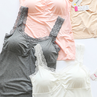 带胸垫吊带背心女乳腺术后蕾丝打底E孕妇内衣背心式 内 怀孕期大码