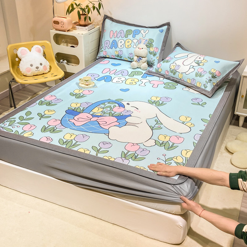夏季a类母婴级凉席夏天床上冰丝席床笠款可机洗水洗席子冬夏两用,床上用品,冰丝席,淘宝优惠券,粉丝福利购,淘宝优惠卷