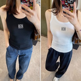 25夏b质感在线时髦精毕入罗家基础款 百搭螺纹背心打底吊带衫