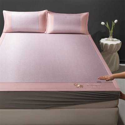 夏季床笠款藤席冰丝凉席三件套1.8m床可折叠全包滕席1.5米腾夏天2