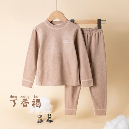 男童保暖内衣半高领德绒儿童秋衣秋裤宝宝黑色加S绒大童打底衫套