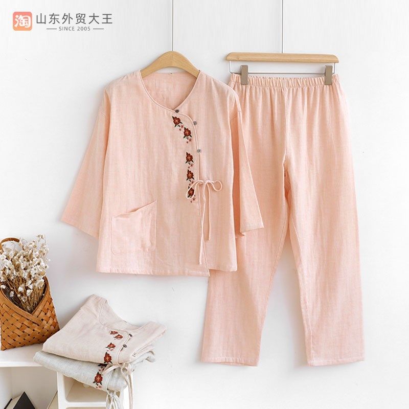 古风优雅新中式刺绣文艺复古全棉纱布女士长袖睡衣套装汉服家居服,女士内衣/男士内衣/家居服,睡衣/家居服套装,淘宝优惠券,粉丝福利购,淘宝优惠卷