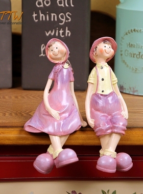 美式乡村森林阳光紫色生活情侣系列婚庆礼品 娃娃摆件树脂