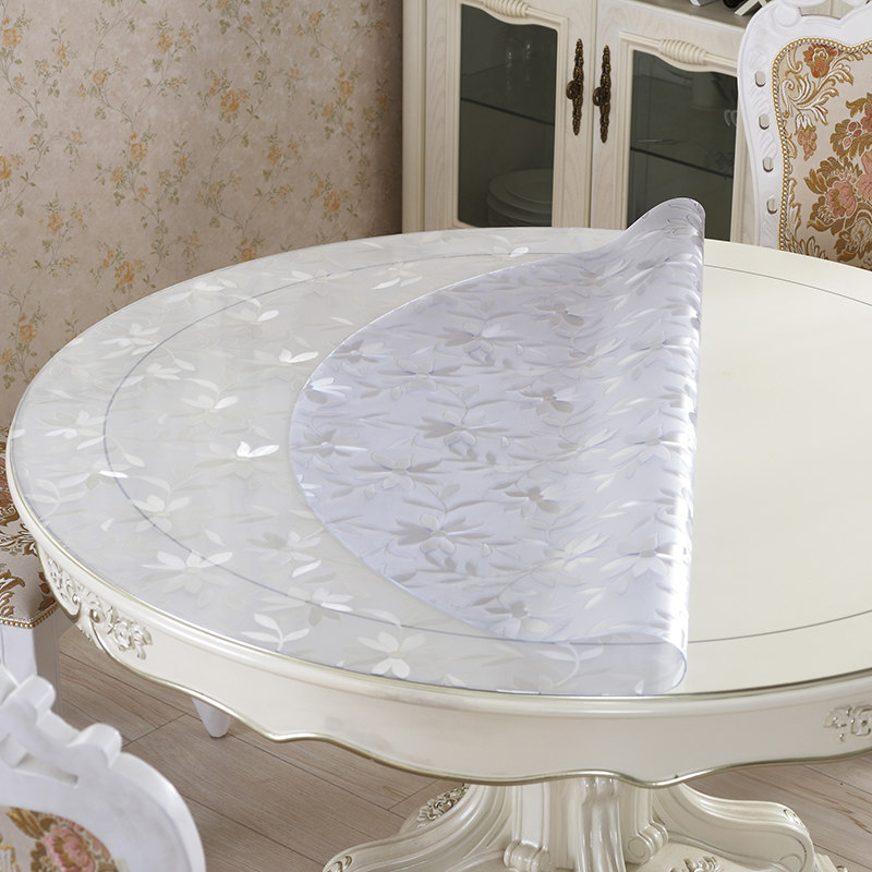 定制pvc圆桌桌布彩色软玻璃圆形桌垫防水圆形台布防W油防烫茶几垫