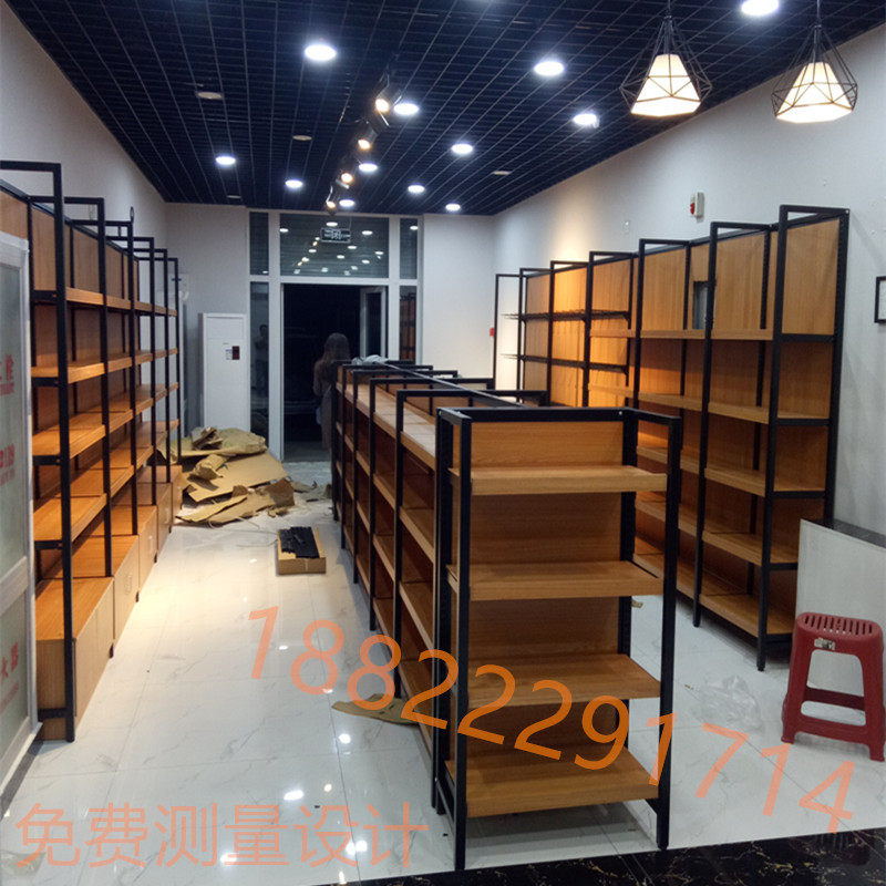 天津钢木货架食品烟酒展示柜中岛文具宠物母婴货柜便利店展柜