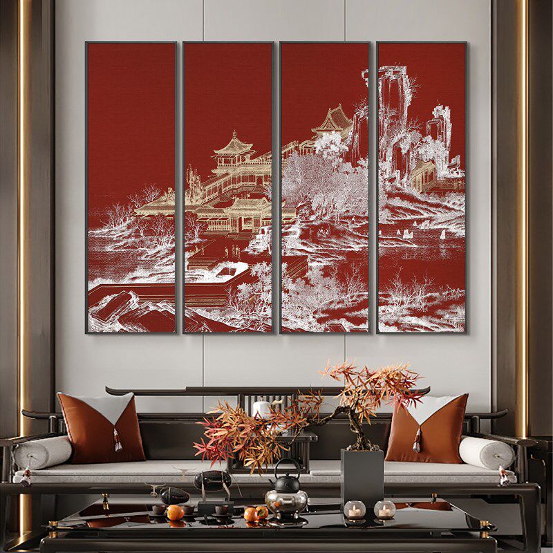 一幅画拯救了客颜值~新饰画酒店风景浮雕玄关大幅挂画