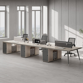 职员办公桌椅现代四卡座工位员工桌六位屏风办公室