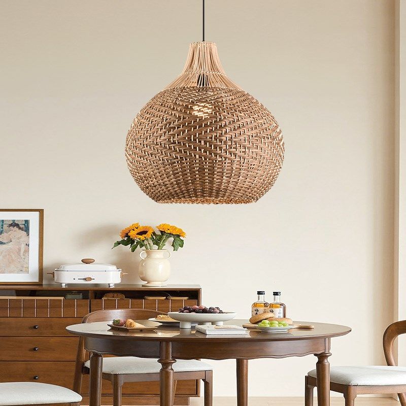 侘寂风复古藤艺吊灯创意艺术手工藤编酒店卧室灯民宿阳台灯具,家装灯饰光源,酒店/宴会厅/餐饮吊灯,淘宝优惠券,粉丝福利购,淘宝优惠卷
