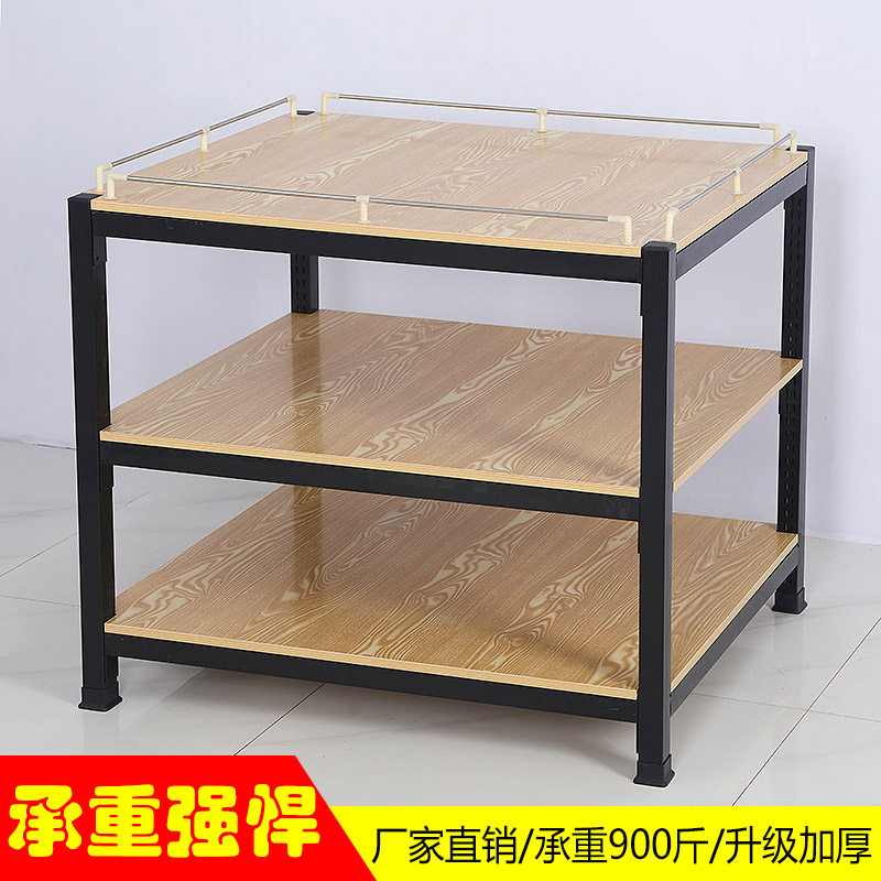 超市牛奶堆展示架饮料促销台钢木货架陈列架加厚礼品盒洗化地堆