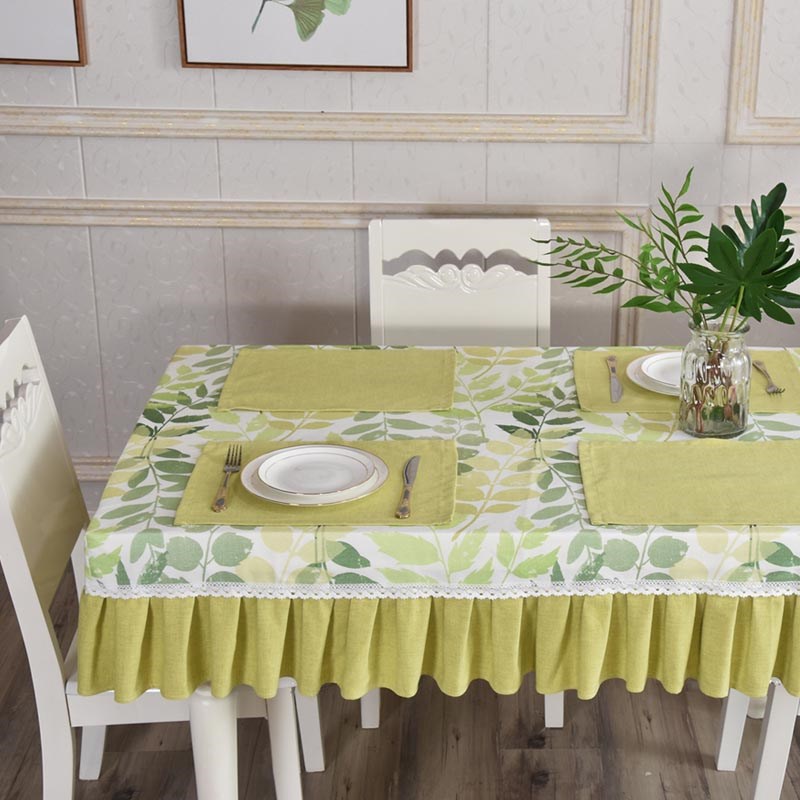 现代高档绿色桌布长方形新绿棉麻餐桌罩家用餐厅台布定制