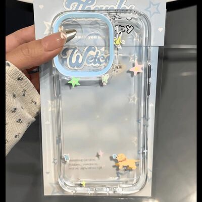 彩色星星小狗适用iPhone苹果17pro手机壳时尚16/15plus/12promax/14/13/11小米vivo华为oppo高级感保护套文艺
