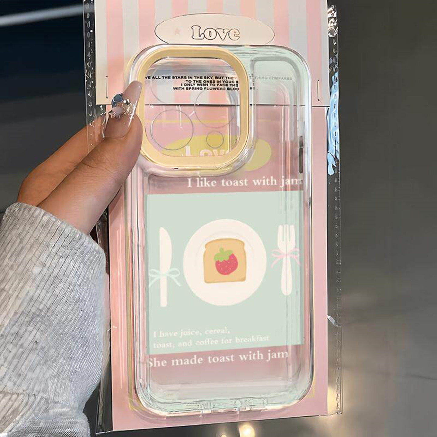 韩风卡通吐司草莓iPhone手机壳苹果透明全包软壳可爱少女适用苹果17/16plus/16/15/14plus/13/12pm/11promax